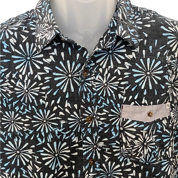 RIP CURL Blue Burst Surf Short Sleeve Shirt Standard Fit Men S Small - Picture 2 of 6